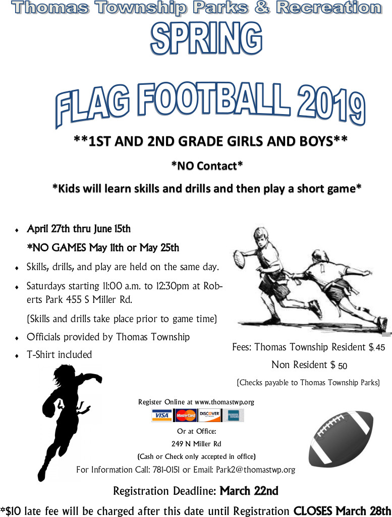 2019 Flag Football Flyer Thomas Townshipthomas Township